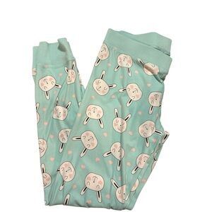 Mint Green Pajama Pants with Bunny Print